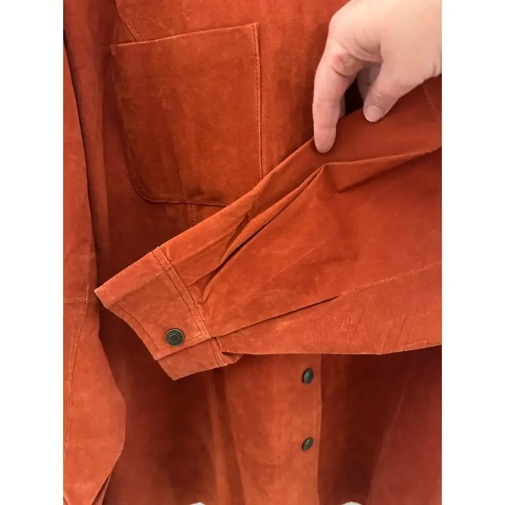 Ashley Stewart women's leather jacket skirt set vintage burnt orange plus size‎